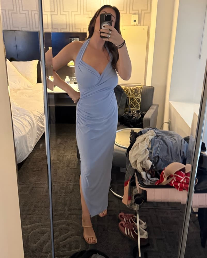 Elegant Sky Blue Halter Maxi Dress - Image 5