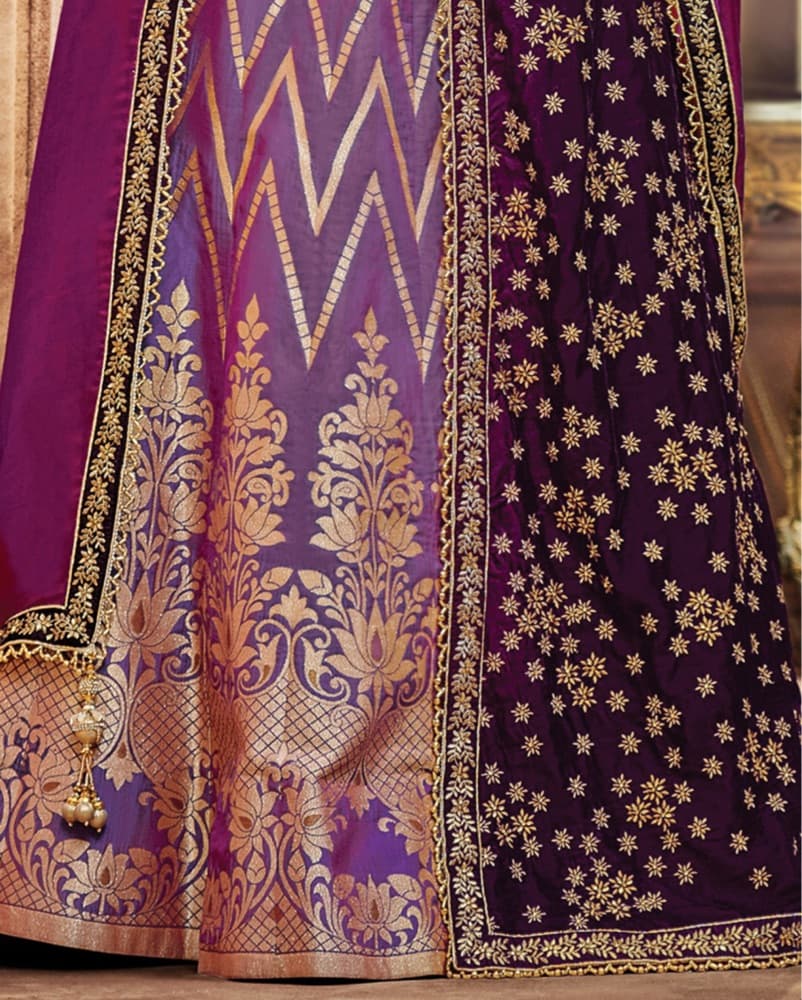 Purple Indian Lehenga Saree - Image 3