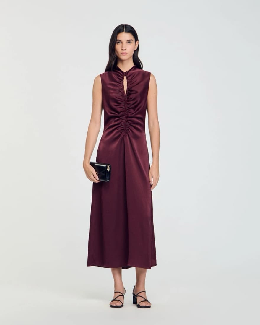 Sandro Draped Burgundy dress  - Image 1