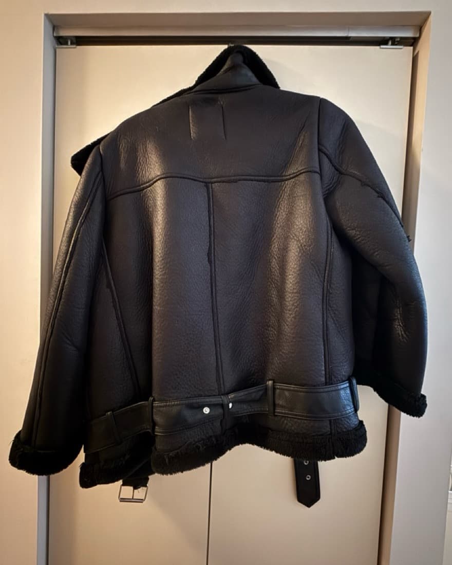 Leather Fur Lined Moto Jacket - Image 5
