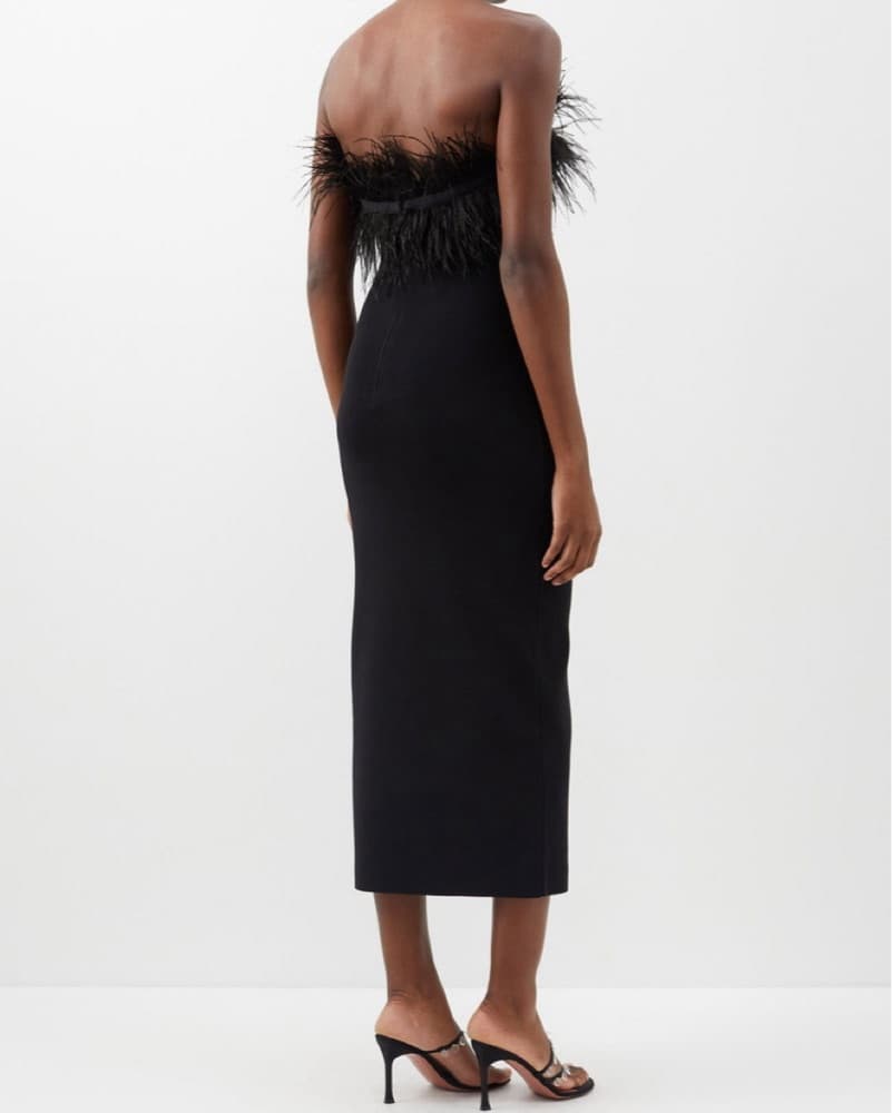 Staud Nellie Black Feather Trim Dress Xs - Image 3