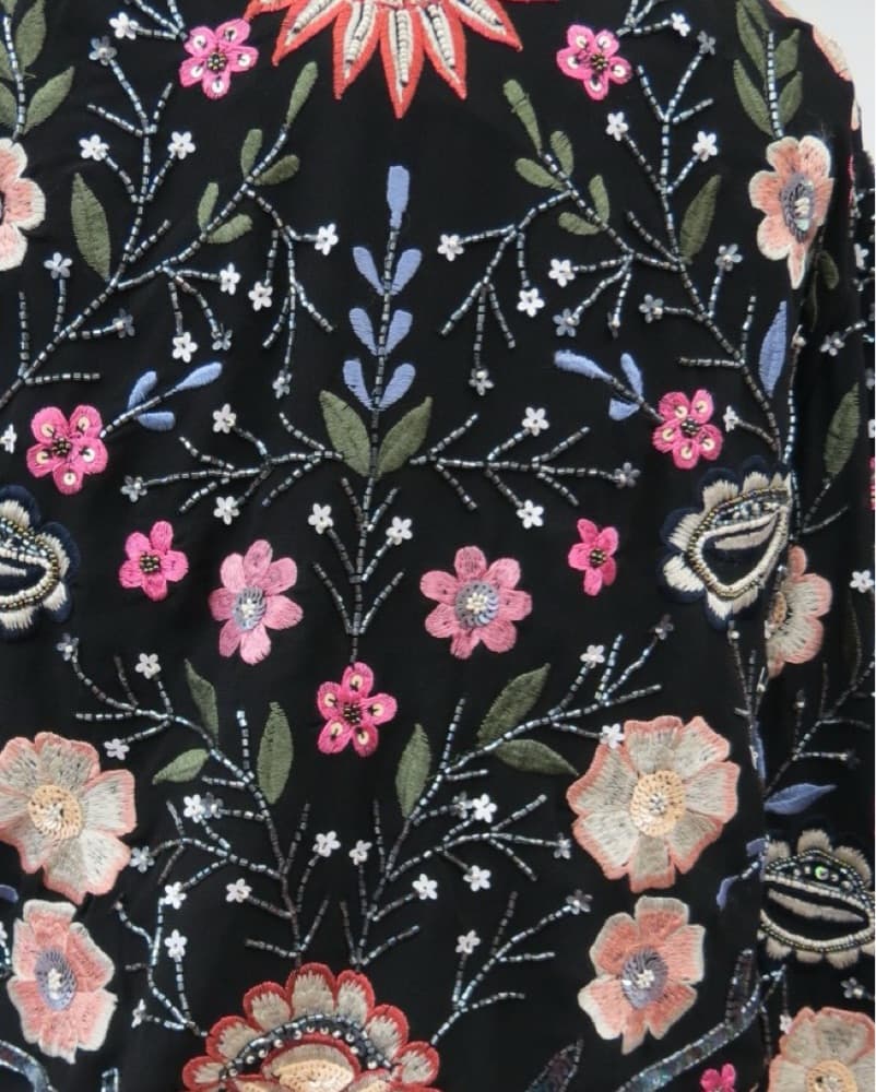 Stunning Floral Embroidered Bomber Jacket - Image 4