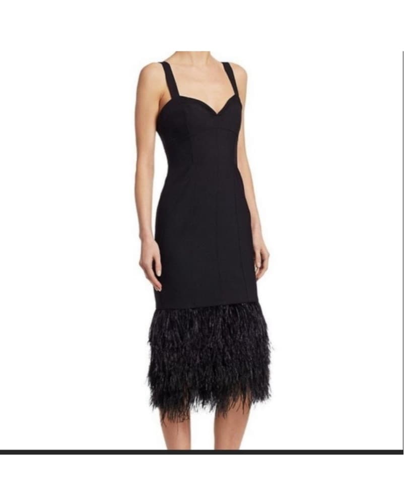 Cinq A Sept Black Feather Midi Dress - Image 3