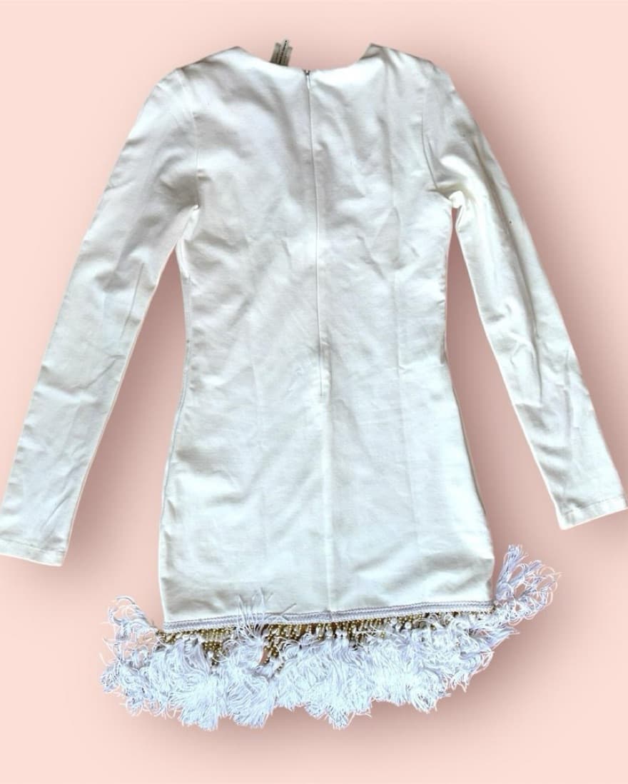Lurelly Sz 6 cream fitted mini dress  - Image 6