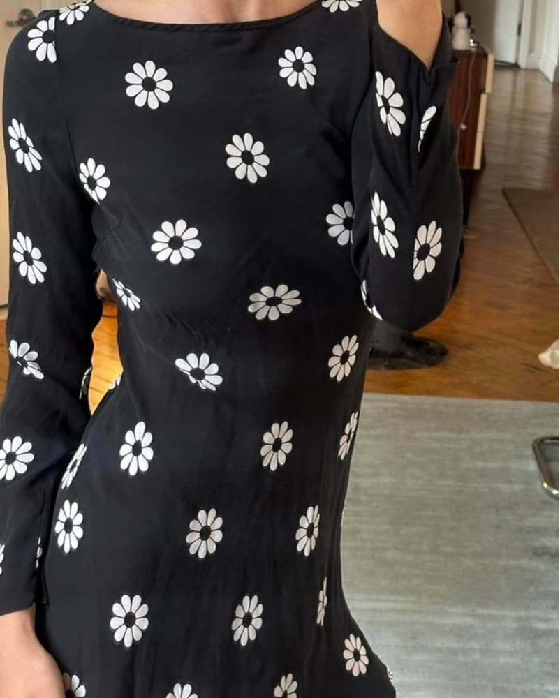 Black Floral Mini Dress - Image 2