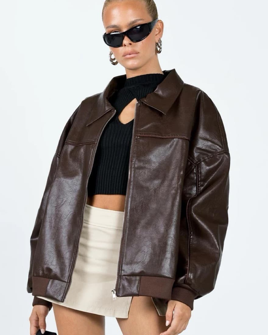 Princess Polly Leather Bomber Jacket  - Image 1