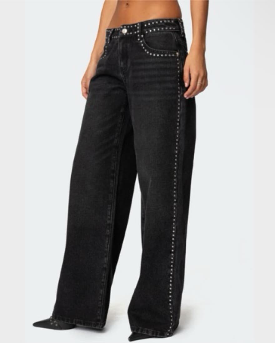 Studded Black Lowrise Jeans - Image 3