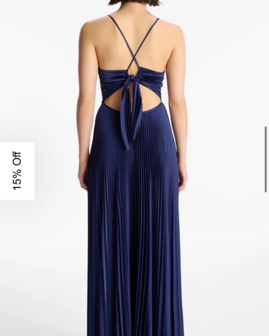 ALC Navy Aries Satin Pleated Dress - Image 3