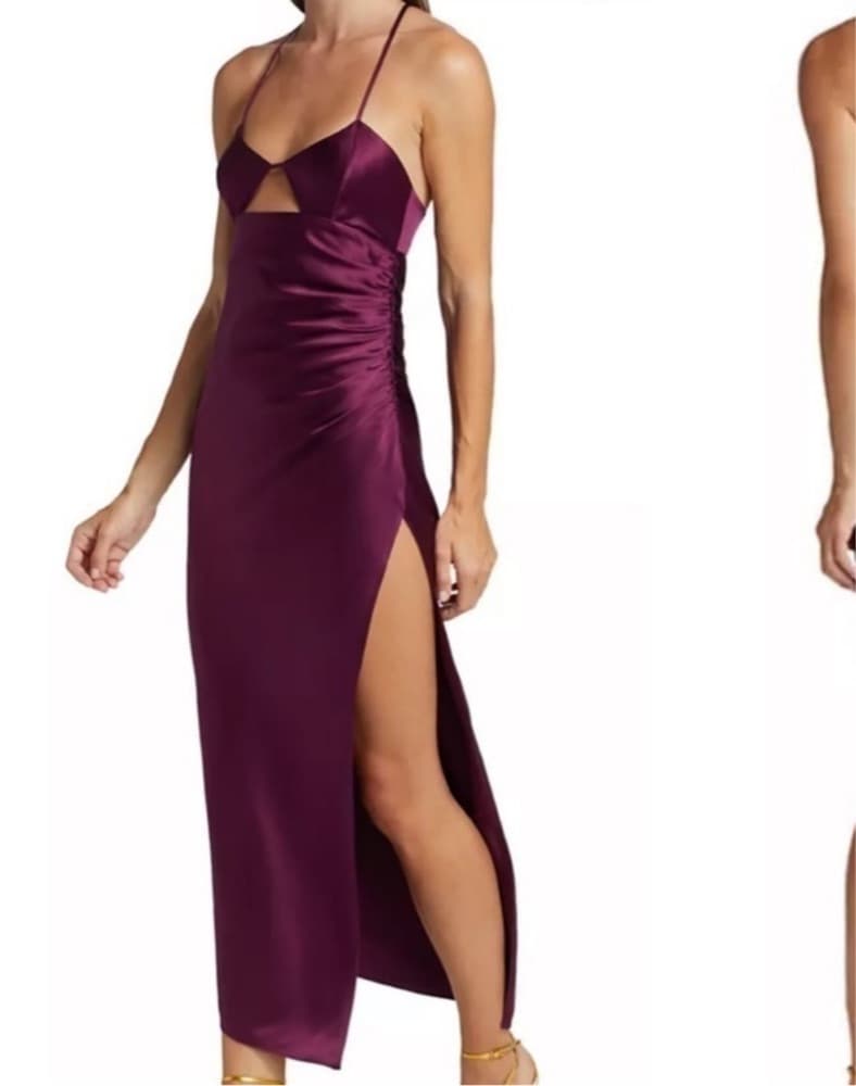 The Sei Oxblood Silk Cut-Out Midi Dress - Image 1