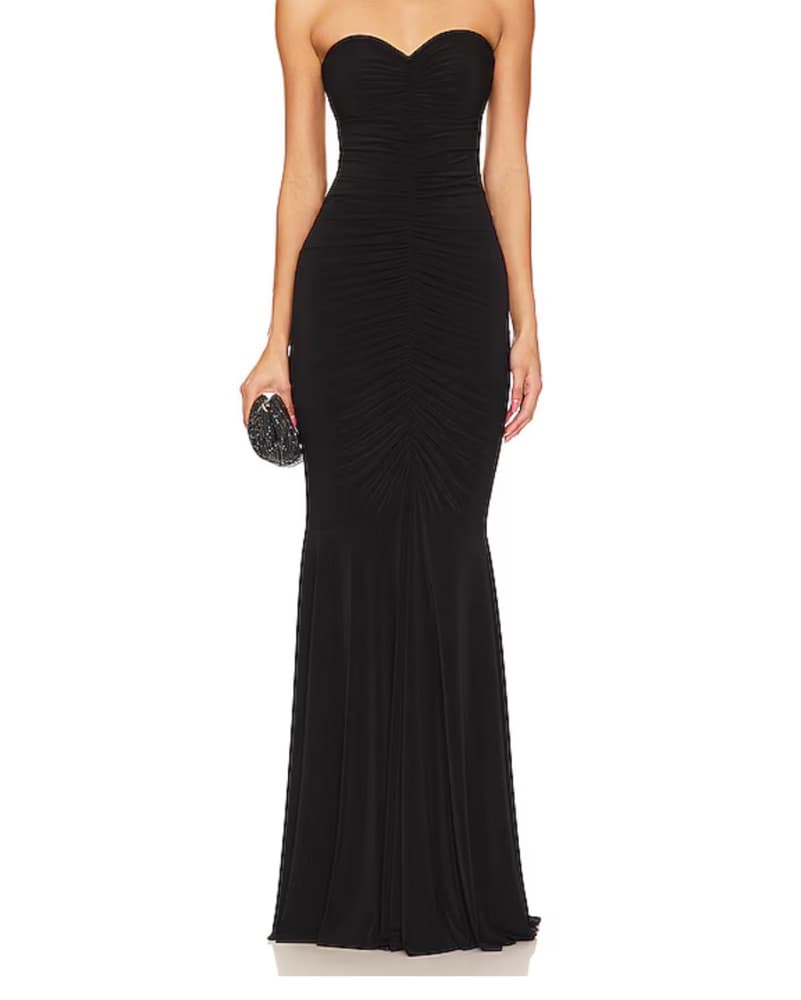 Strapless Shirred Front Fishtail Gown - Image 1