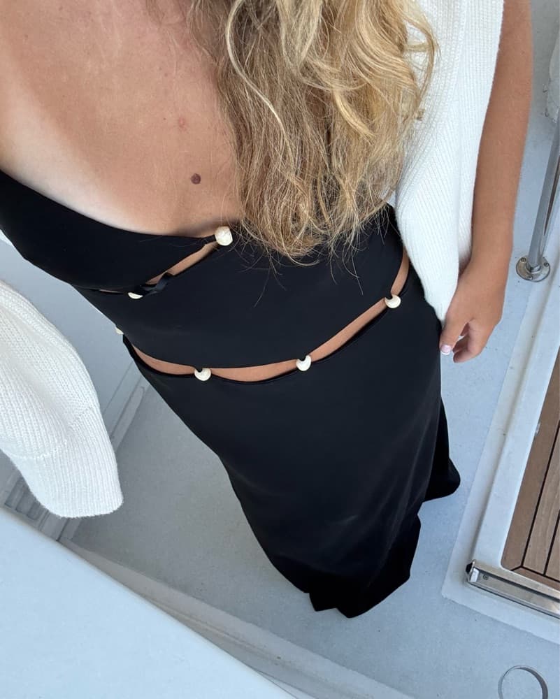 Chic Beaded Cutout Maxi Skirt - Image 1