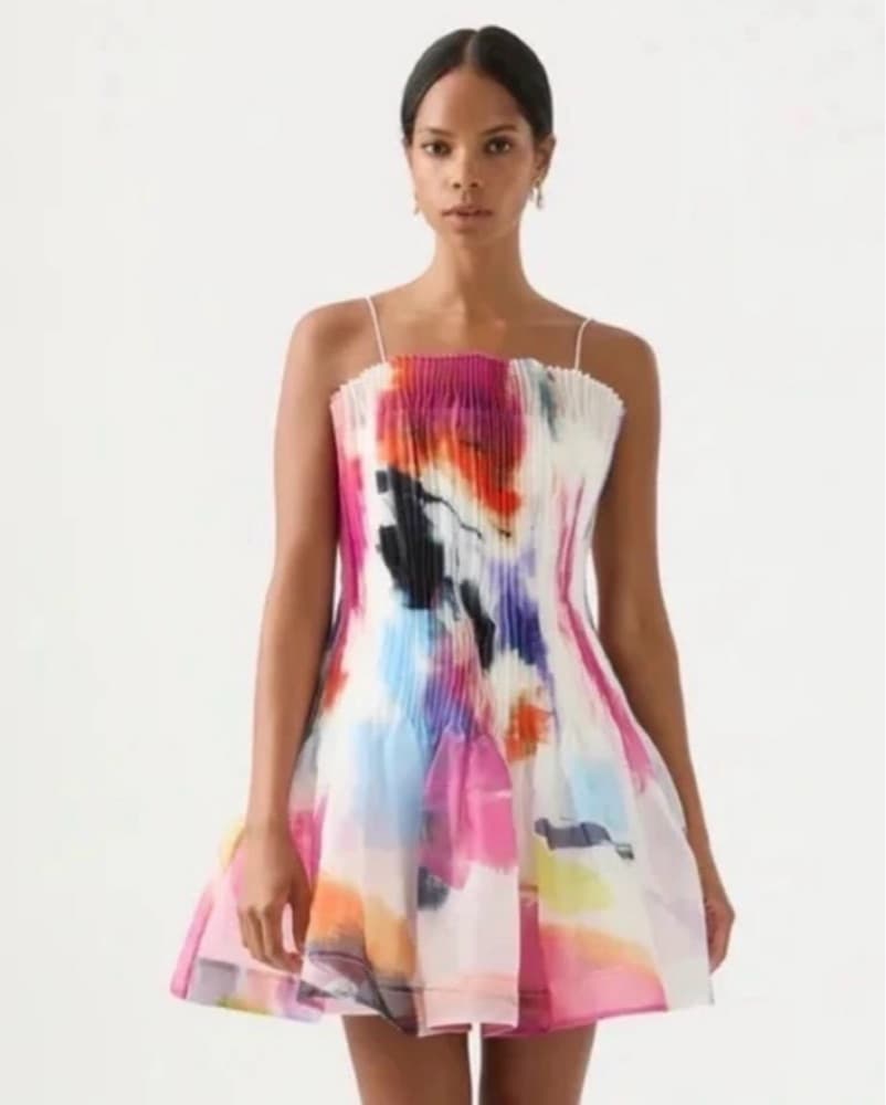 Aje Celestial Pleated Watercolor Dress - Image 1