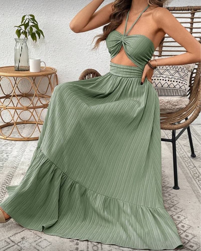 Elegant Pleated Maxi Dress - Image 1