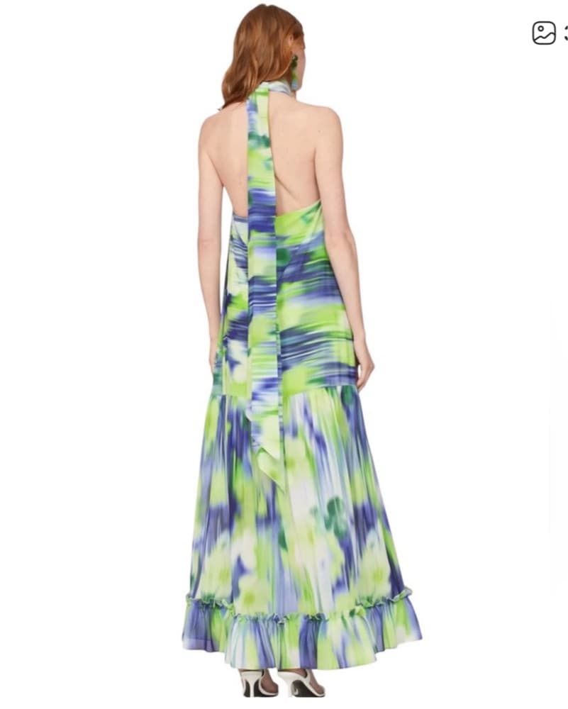 One33 Social Blue & Green Halter Maxi - Image 3