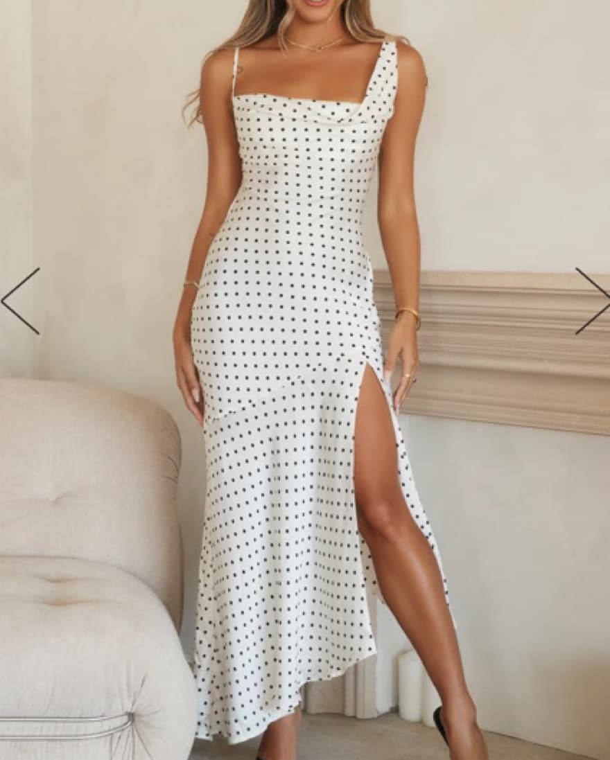 DOTTED MOMENT SATIN POLKA DOT MIDI DRESS - Image 2