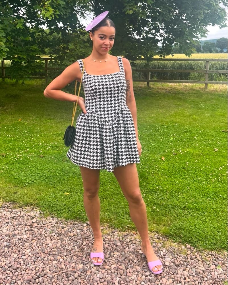 Houndstooth Print Fit & Flare Dress - Image 3