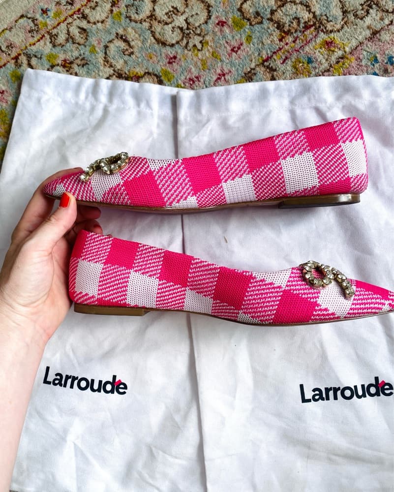 Larroudé Gingham Embellished Flats 8 - Image 2