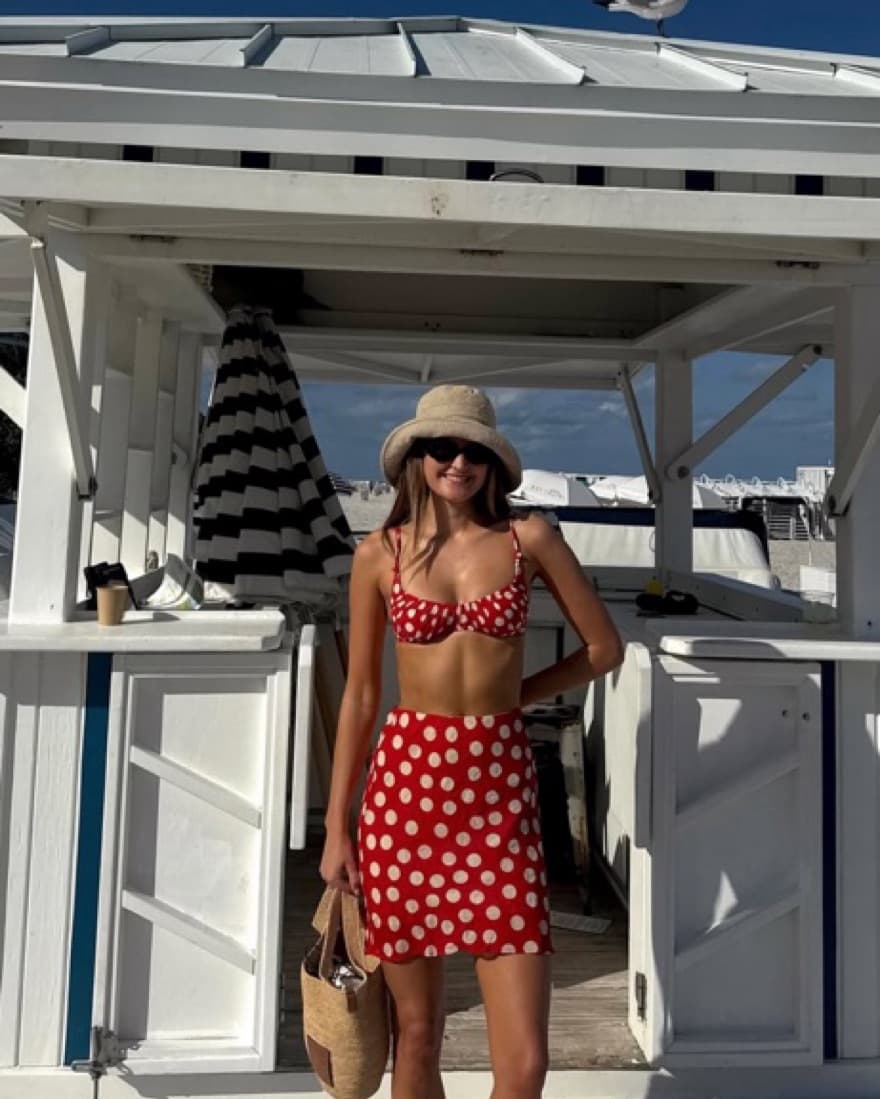 Polka Dot Bikini + skirt Set - Image 2