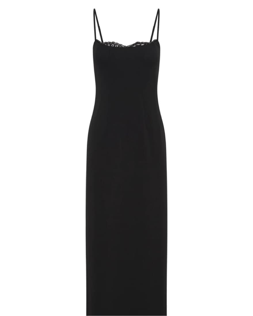 Long Black Dresss w Lace Detail - Image 2
