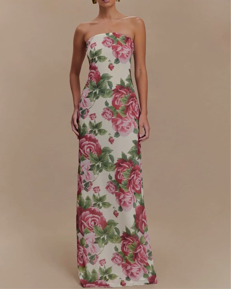 Ella Strapless Chiffon Maxi Dress - Image 1