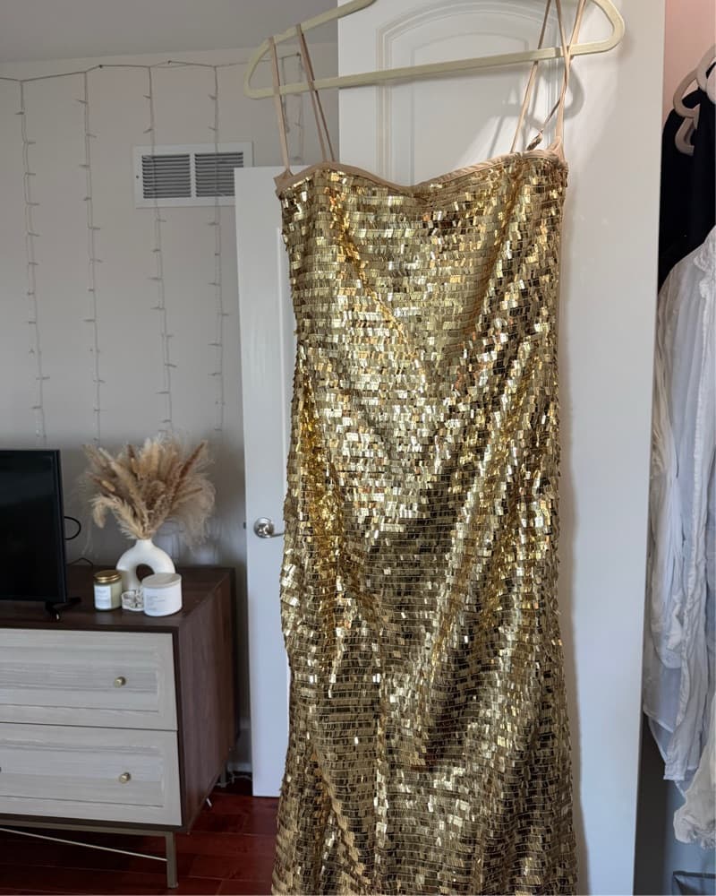 Gold Sequin Maxi Dress - Image 1