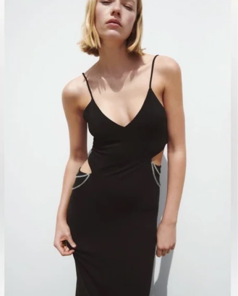 Zara Black Maxi Dress With Rhinestones - Image 2