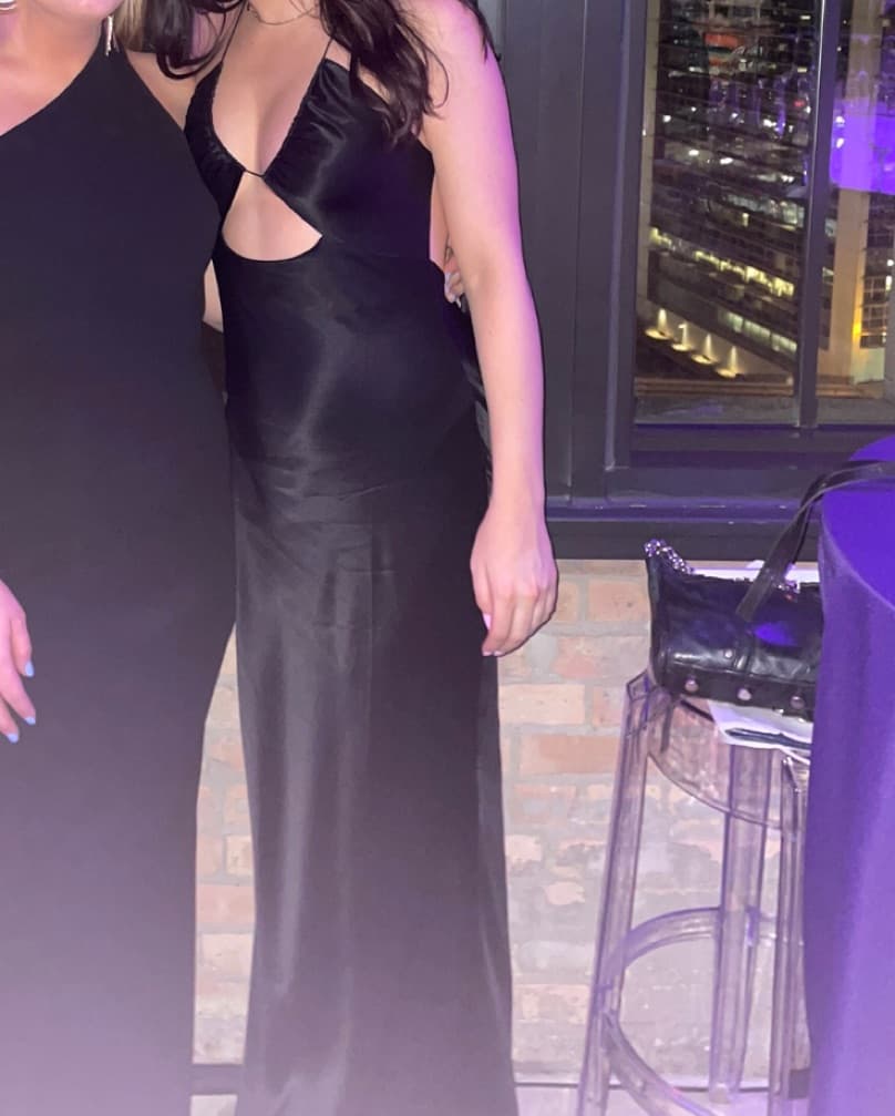 Black Satin Formal Dress - Image 1