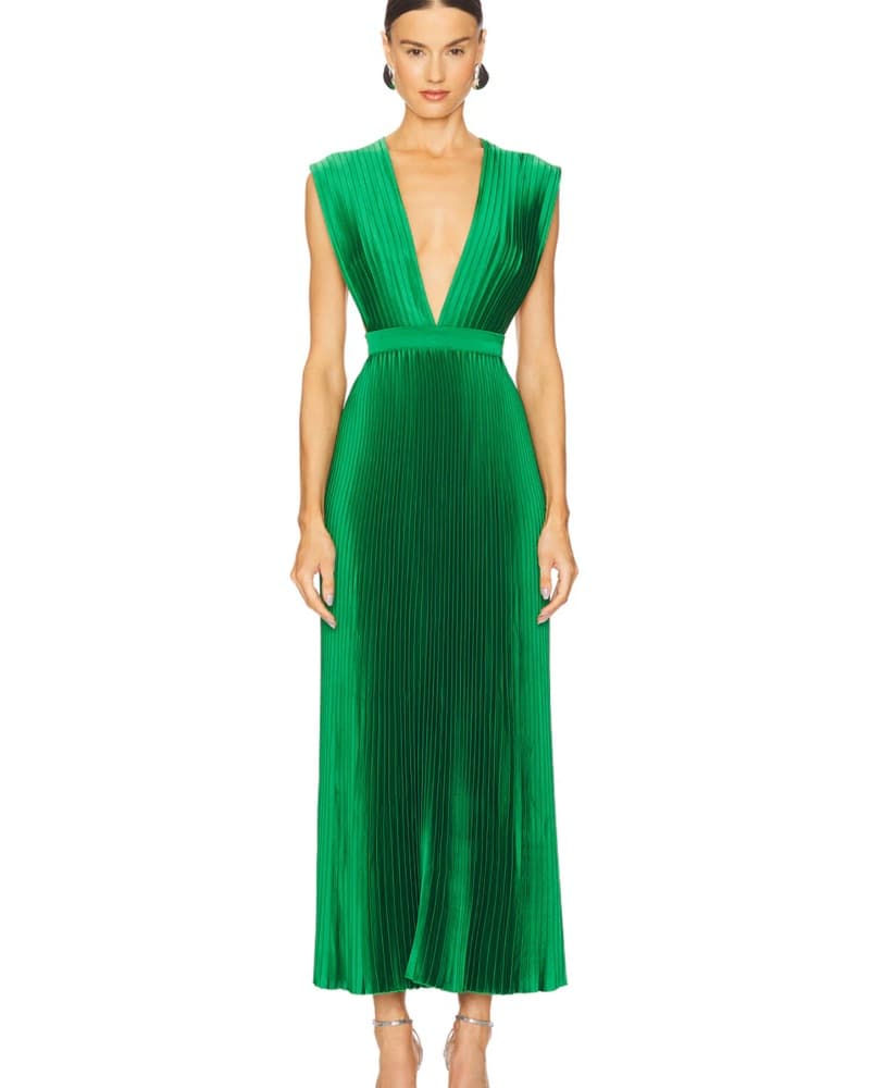 Gala Midi Dress in Bright Green - Image 1