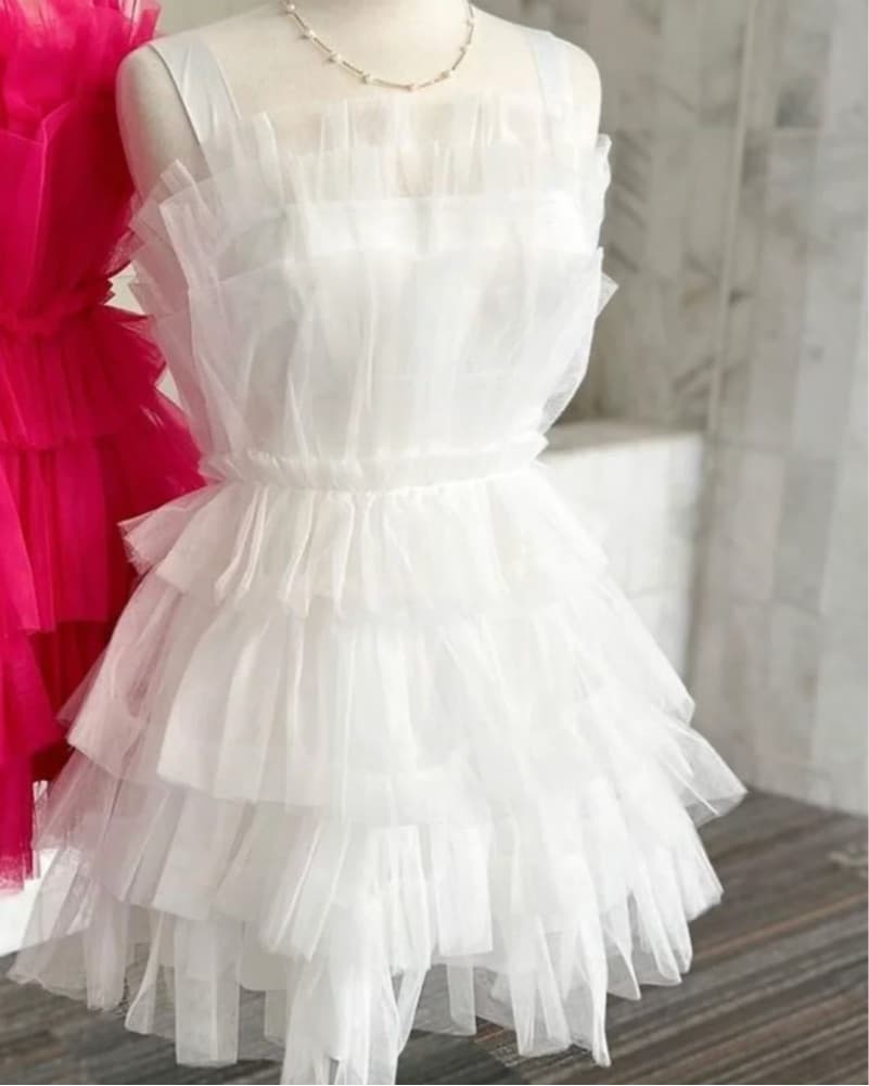 White Tille mini Dress Bride - Image 4