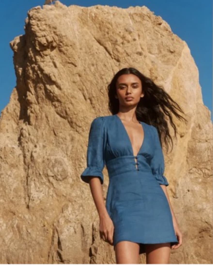 Reformation Blue Linen Dress - Image 1
