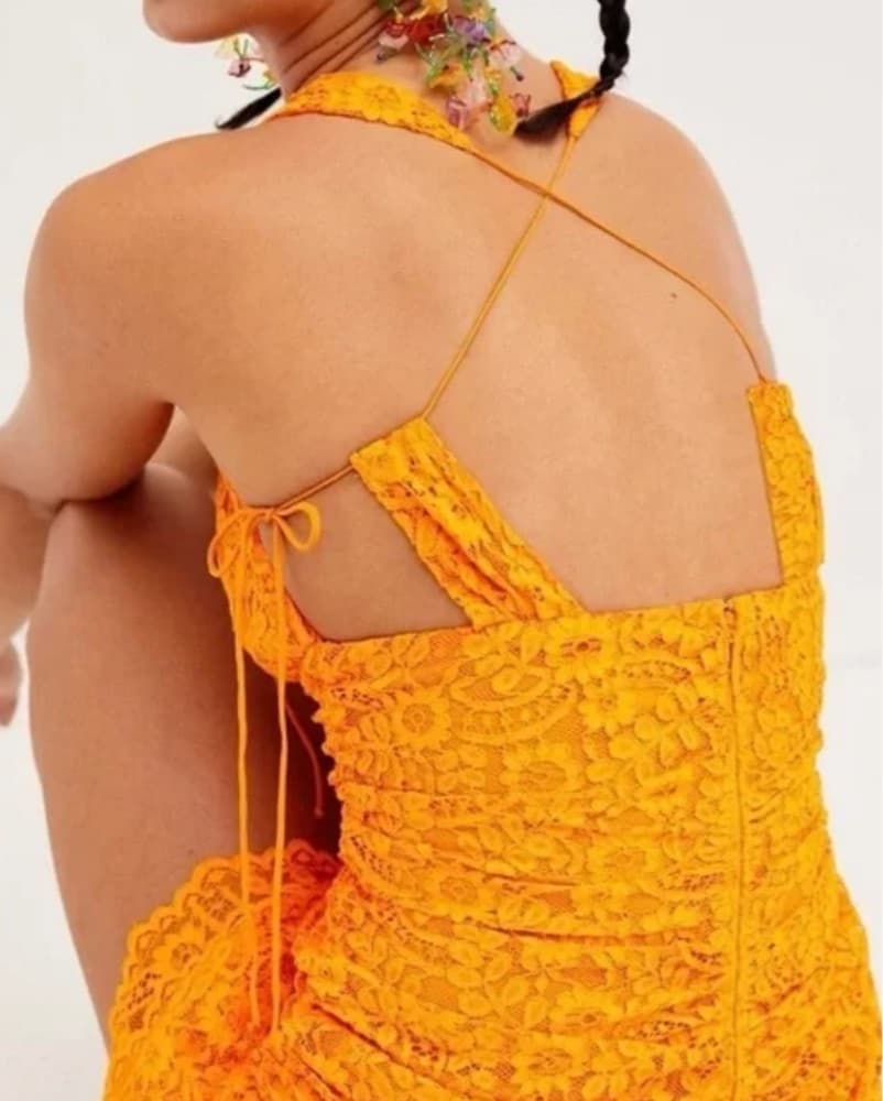 Orange Lace Mini Dress  - Image 3