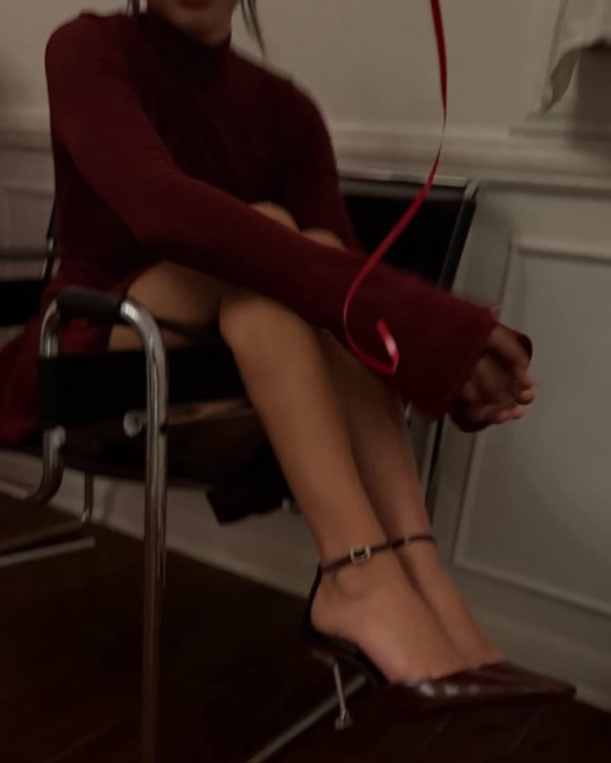 Blair Knit Mini Dress- Merlot - Image 6