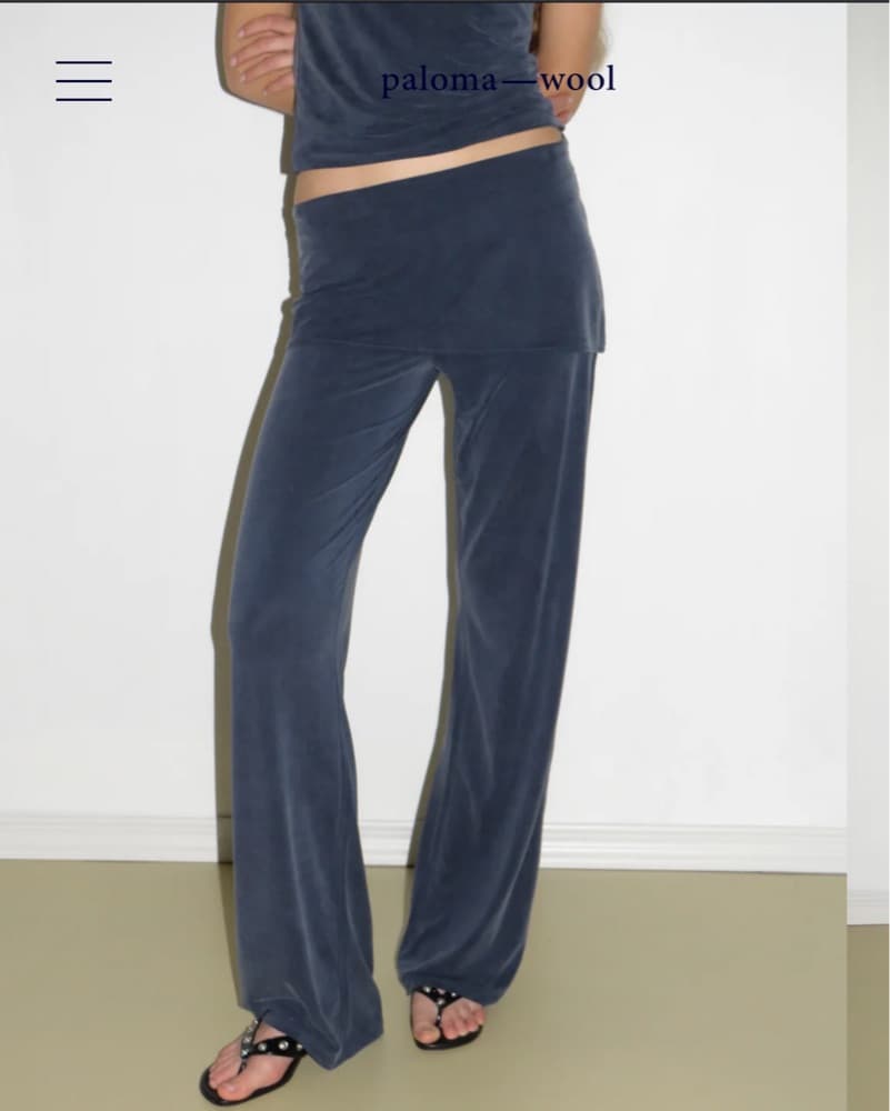 Paloma Wool Matching Set - Navy Blue Elvira Short Sleeve Top & Alexia Asymmetric Skirt Pants Bottom  - Image 2