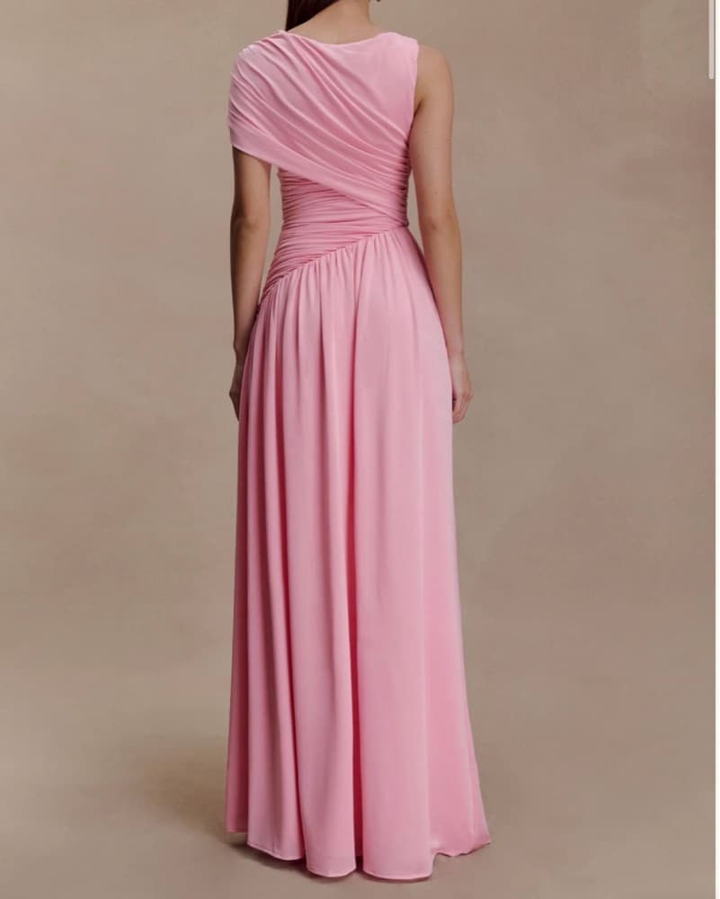 Pink Asymmetric Maxi Dress - Image 3