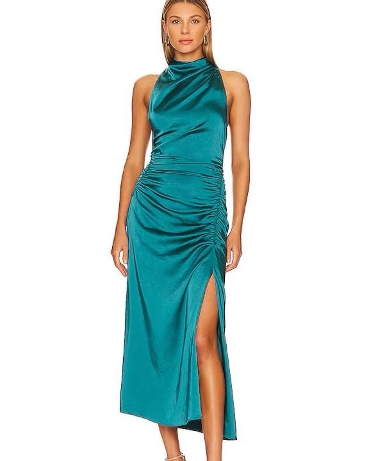 A.L.C. Satin Teal midi Dress - Image 2