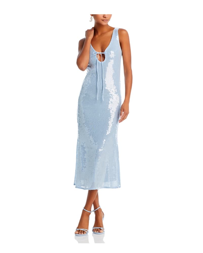 Baby Blue Sequin Midi Dress - Image 2