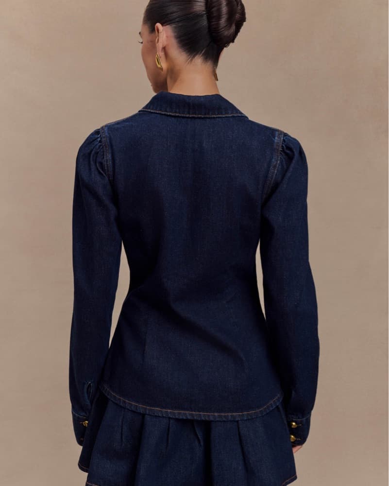 Chic Denim Set with Gold Buttons - Image 2