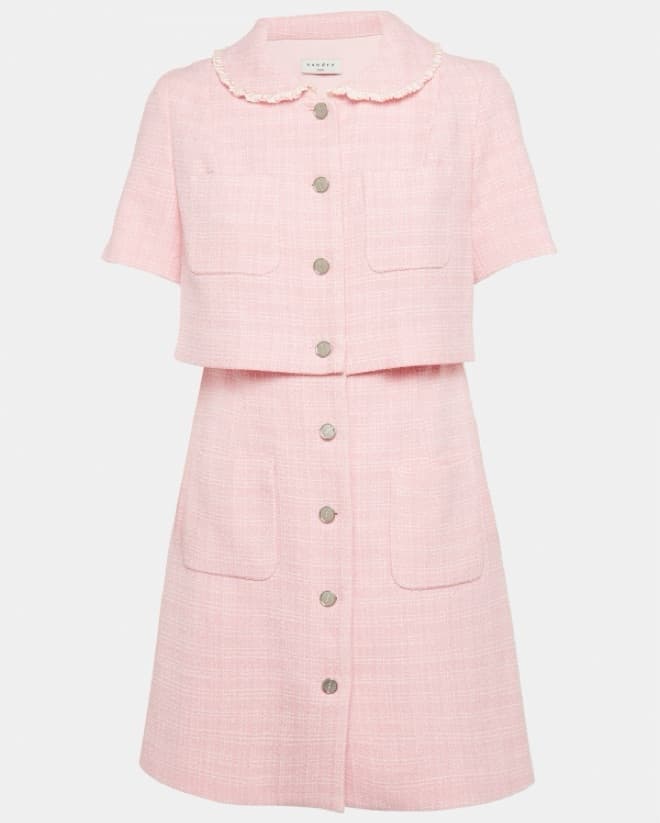 Sandro Pink Tweed Mini Dress - Image 1