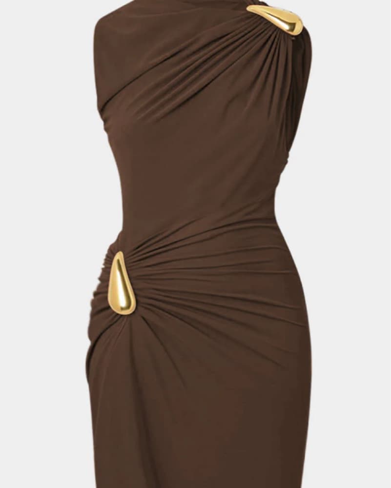 Elegant Brown Maxi Dress - Image 2