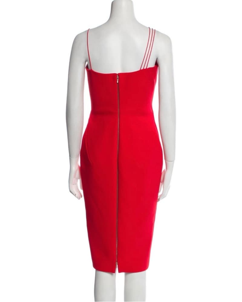 Vibrant Red Bodycon Midi Dress - Image 5