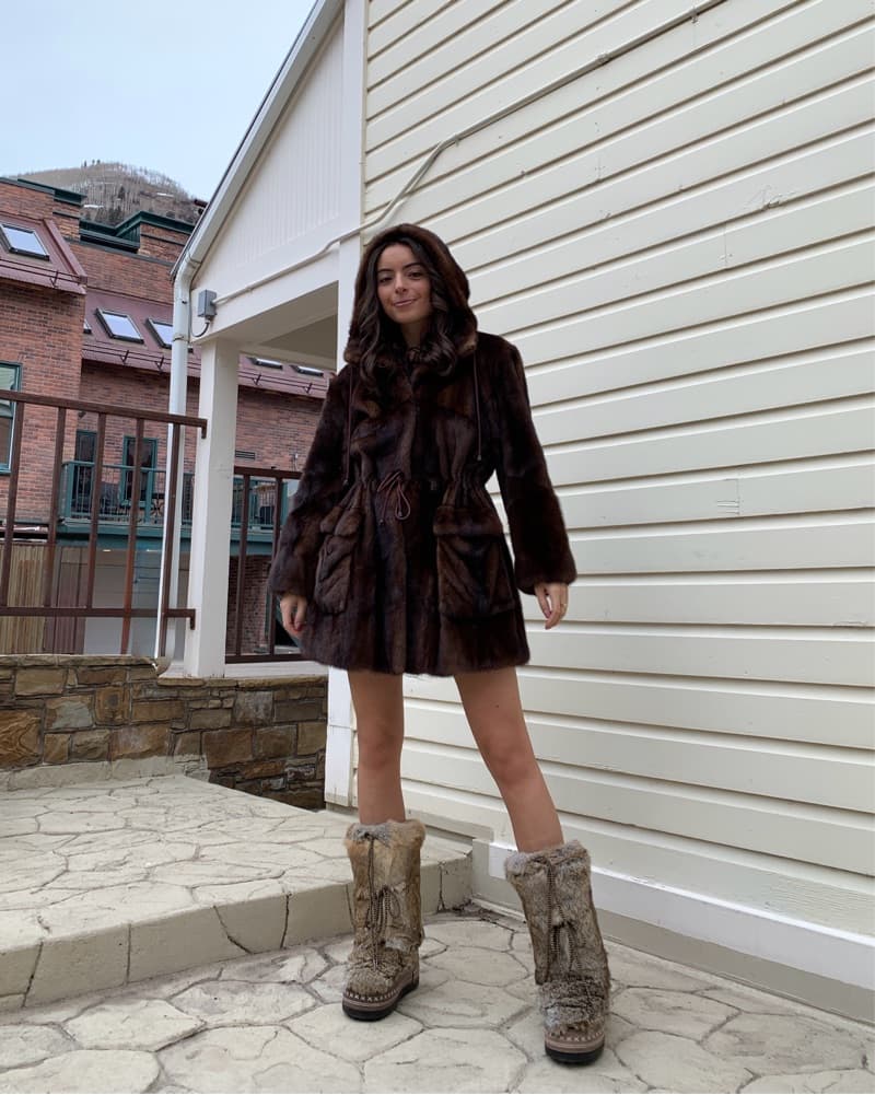 *VINTAGE* Chocolate Brown Hooded Mink Fur Coat - Image 5