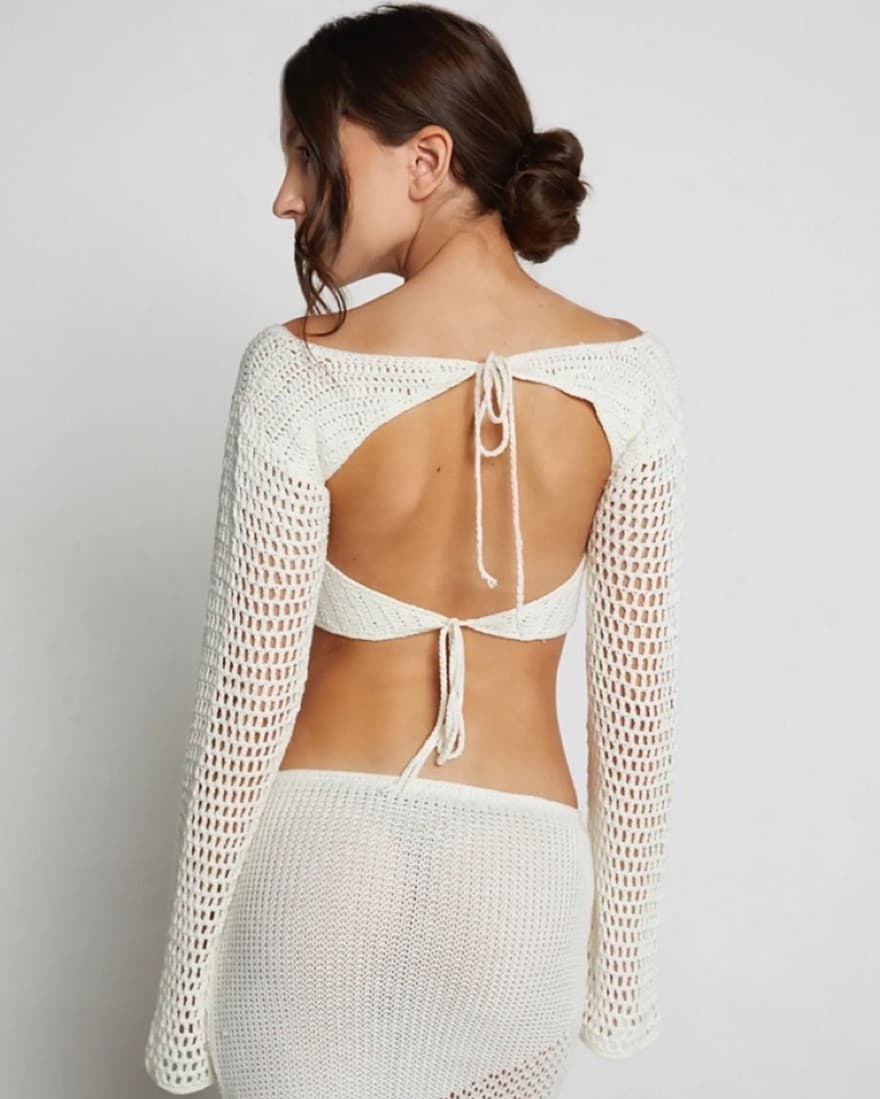 Tiger Mist White Crochet Top + Skirt - Image 2