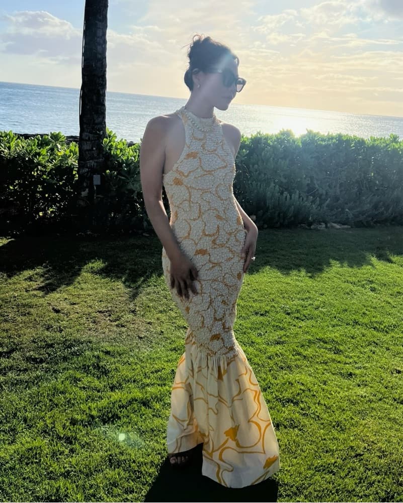 Elegant Mermaid Gown in Beige Lace - Image 1