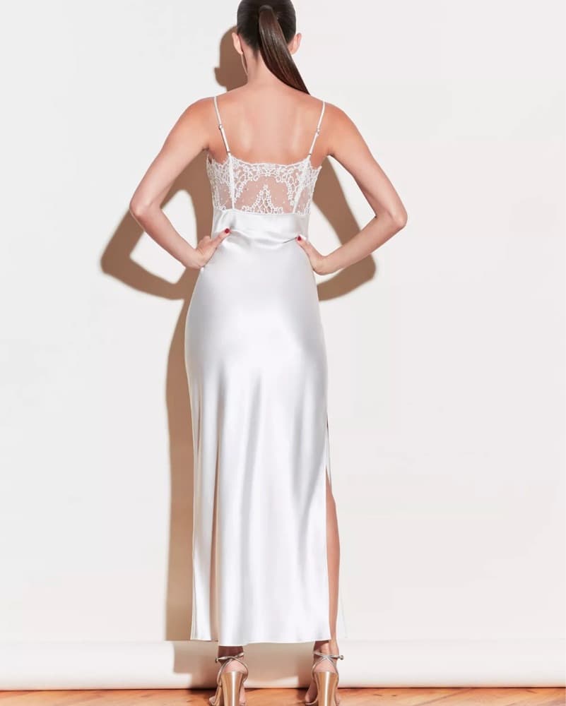 Fleur Du Mal White Lace Silk Slip Gown 0 - Image 3