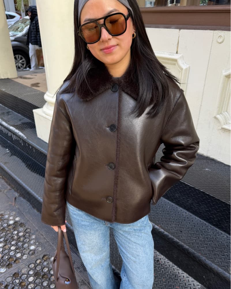 Reversible Faux Leather and Fur Coat - Image 1