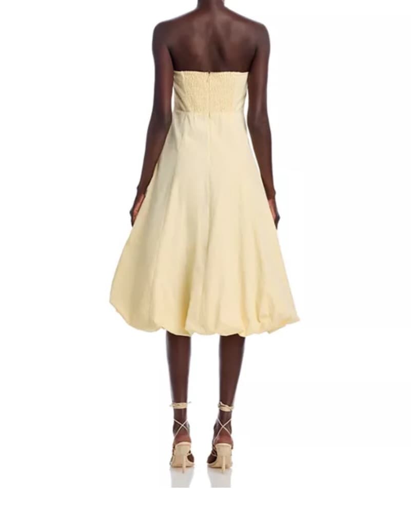 Butter Yellow Strapless Bubble Midi - Image 2