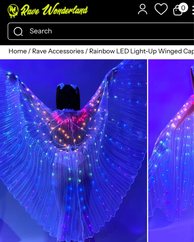 Rave Wonderland Led Light Winged Cape - Image 6