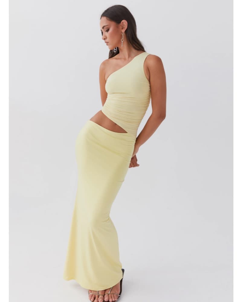 Yellow One Shoulder Dress - Image 1