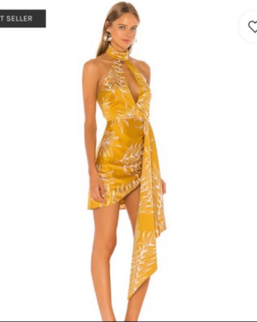 Antonia Mini Dress in Gold Tropical - Image 3
