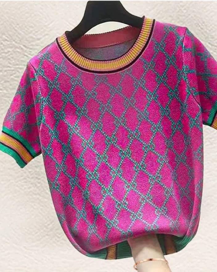 Vibrant Chic Knit “G” Print Sweater - Image 1